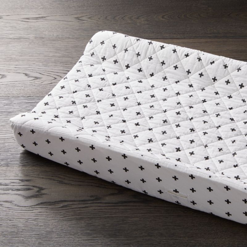 Black Plus Sign Baby Changing Pad Cover + Reviews | Crate & Kids | Crate & Barrel