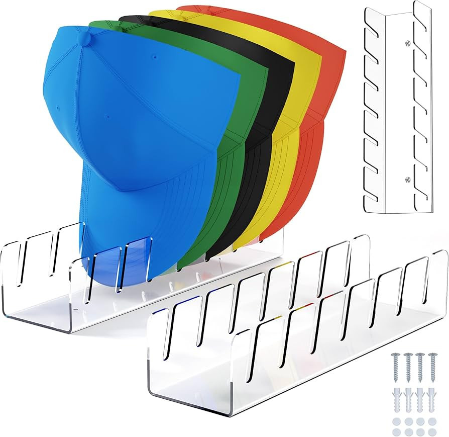 2024 New Hat Stand for Baseball Caps Display and Organizer,No Install Acrylic Hat Holder for 14 B... | Amazon (US)