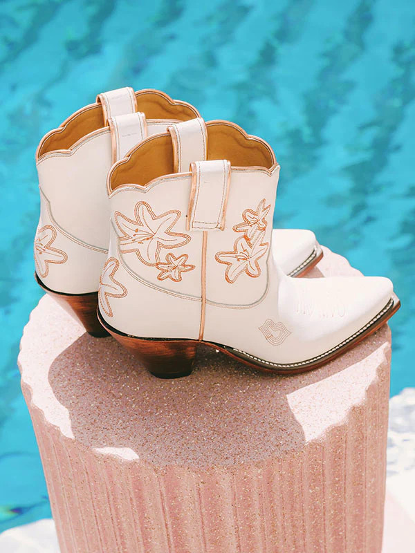 Bliss Bootie - White/Apricot | Women's Cowboy Boots | Besita Boots | Besita Boots