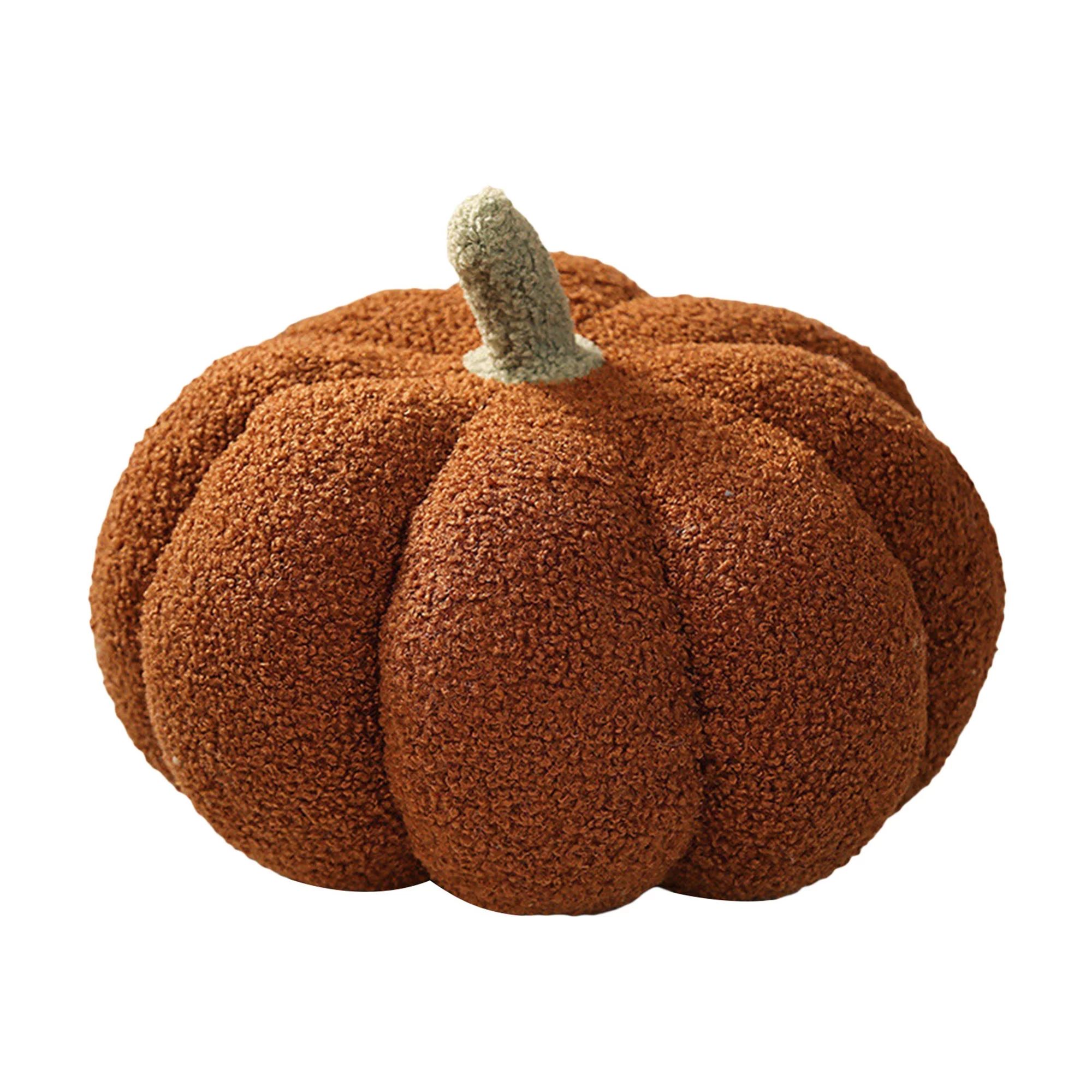 Pumpkin Throw Pillows, Happy Halloween Sherpa Fall Decorative Pumpkin Shaped Pillow Cute 3D Shape... | Walmart (US)