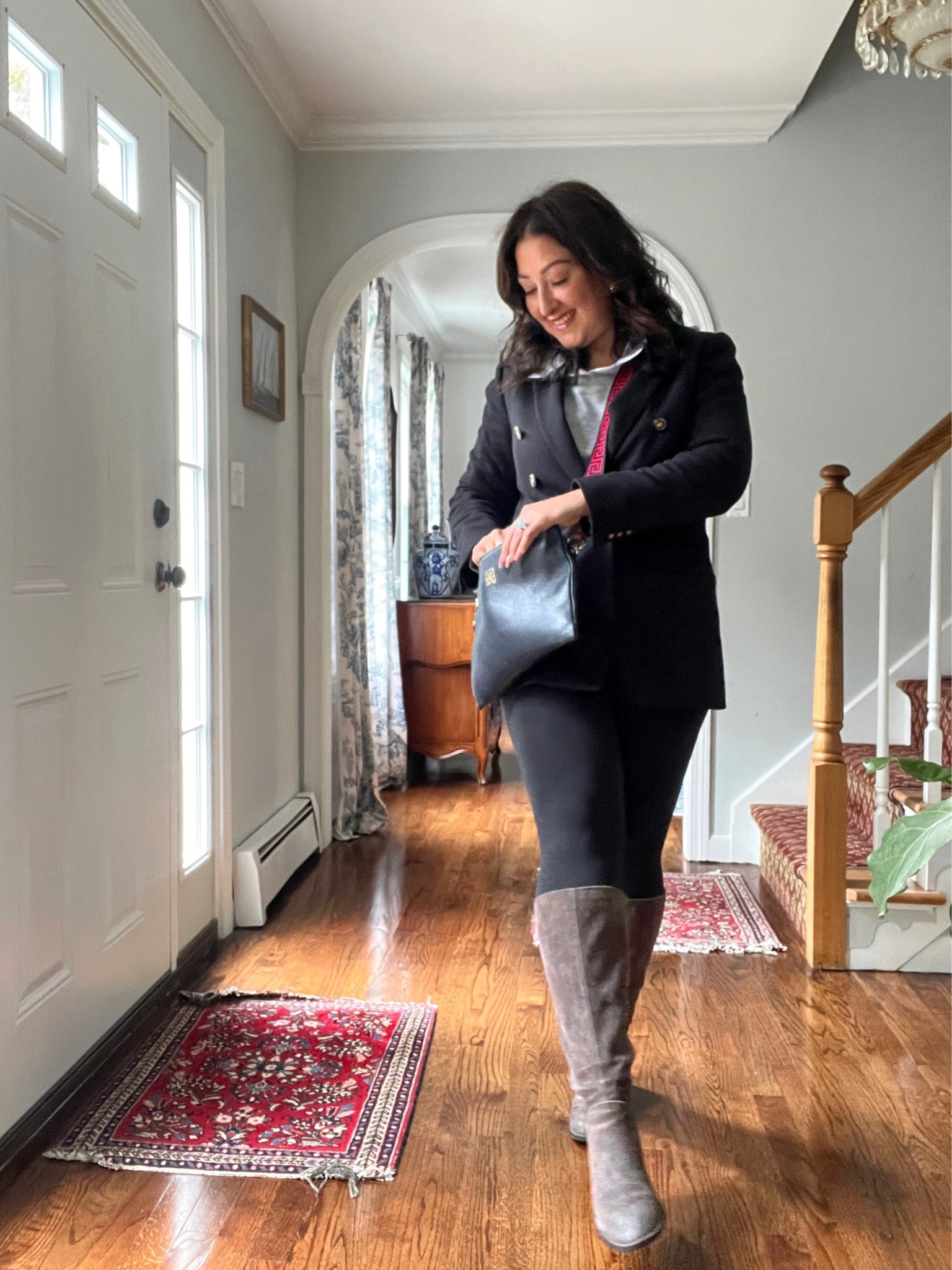 Casual fall look. Suede riding boots. Blazers. Crossbody. 

#LTKworkwear #LTKsalealert #LTKSeasonal
