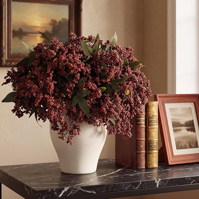 9 Pcs Artificial Nandina Berry Stem for Vase 15.7" Realistic Faux Berry Stem Fake Plant Branches ... | Amazon (US)