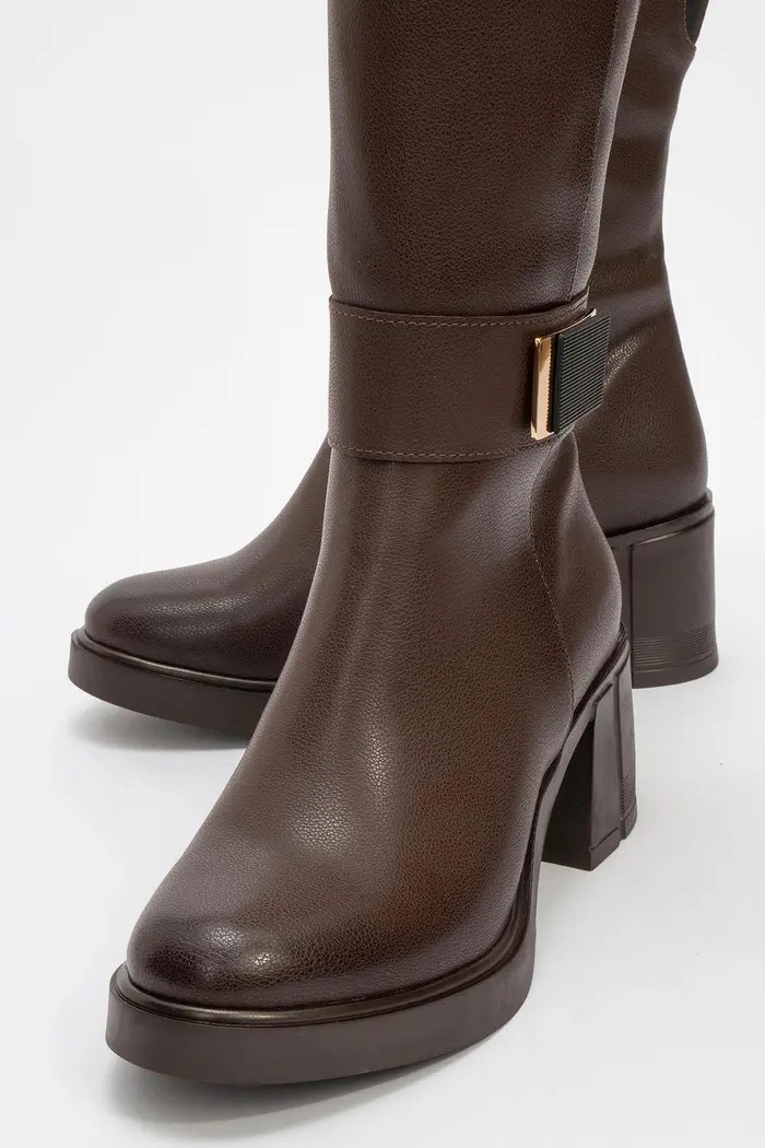 Moreni Stretch Buckle Block Heel Knee High Boot | Nordstrom