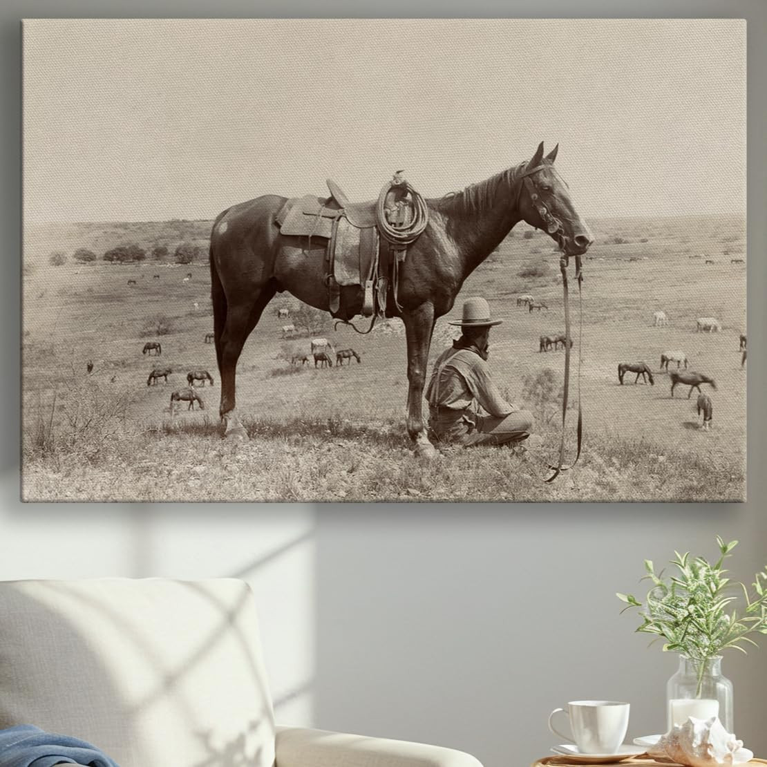 Texas Longhorn Cow Canvas Wall Art - Bull Print Home Decor - Barnhouse Wall Art - Farmhouse and W... | Amazon (US)