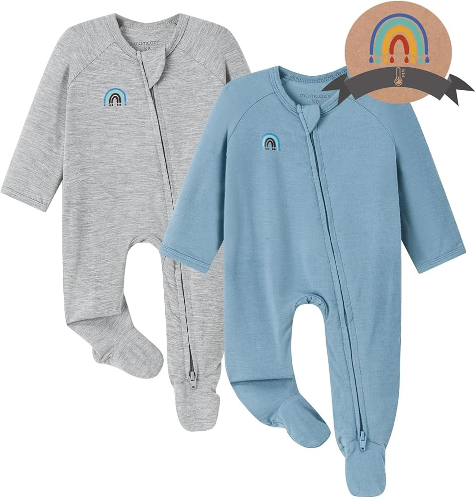 Momcozy Boy Girl Baby Pajamas Onesie, 0-24 M Temp-Sensing 2-Way Zipper Newborn Sleepers, Stretch ... | Amazon (US)