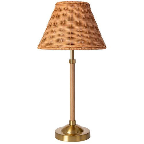 Jolie Rattan Accent Table Lamp - Natural/Gold - Brown - 20Hx10Wx10D in | Desk Lamp, Bedside Lamp | One Kings Lane