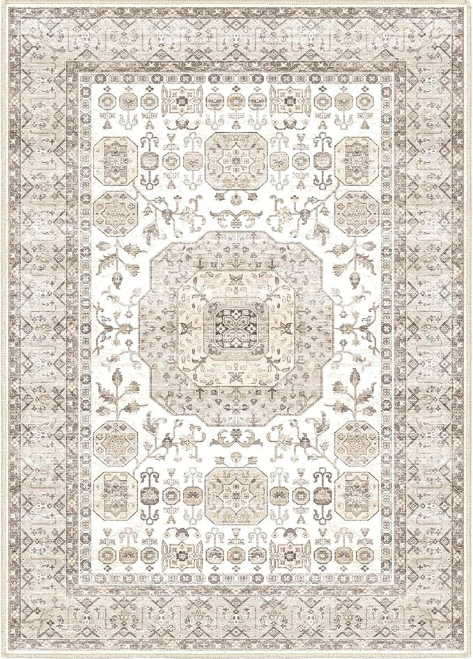 5x7 Area Rugs for Living Room, Machine Washable Non Slip Vintage Rugs for Bedroom, Kitchen, Boho ... | Amazon (US)