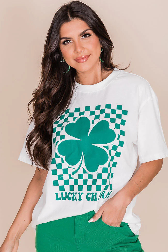Lucky Charm White Oversized Tee | Pink Lily