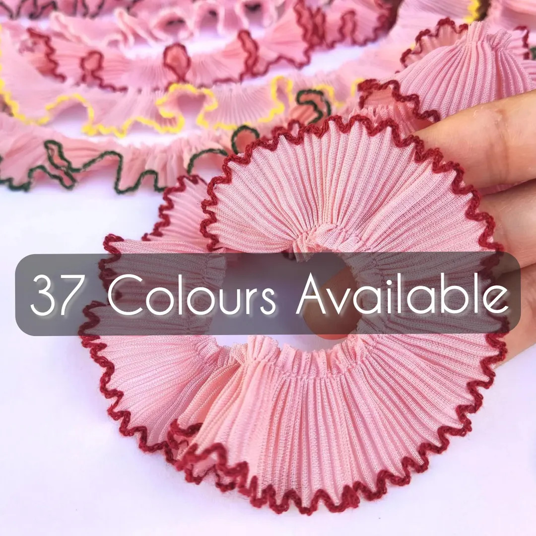 Pink Ruffle Trim by the Yard: Scallop Edge Ruffled Ribbon | Pleated Pencil Shaving Lace Edging fo... | Etsy (US)