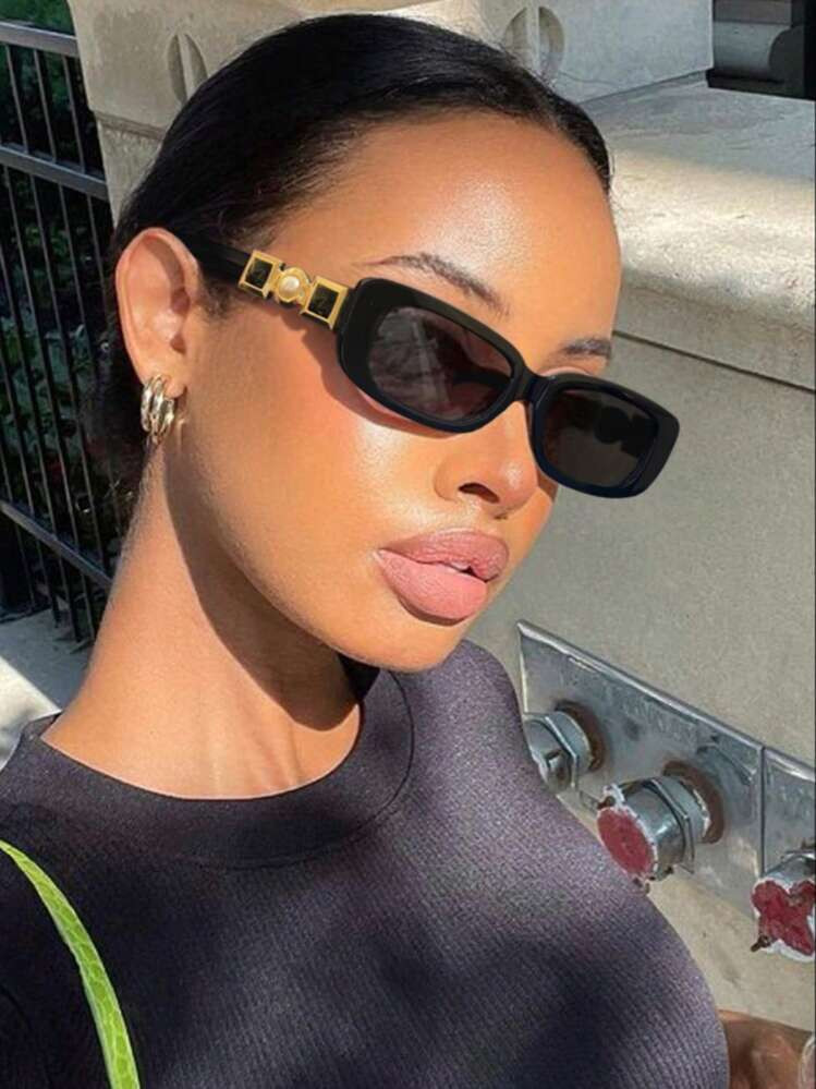 1 PC Women's Elegant Small Rectangle Faux Pearl Decoration Fashion Sunglasses For Daily Work Comm... | SHEIN