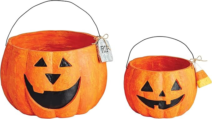 Mud Pie Halloween Mache Pumpkin Treat Buckets | Amazon (US)