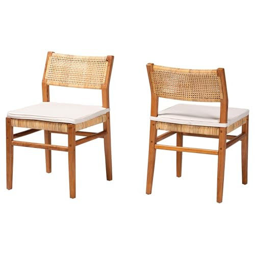 Bali & pari Chatura Natural Rattan and Mahogany Wood 2-Piece Dining Side Chair \u2013 Handwoven W... | Amazon (US)