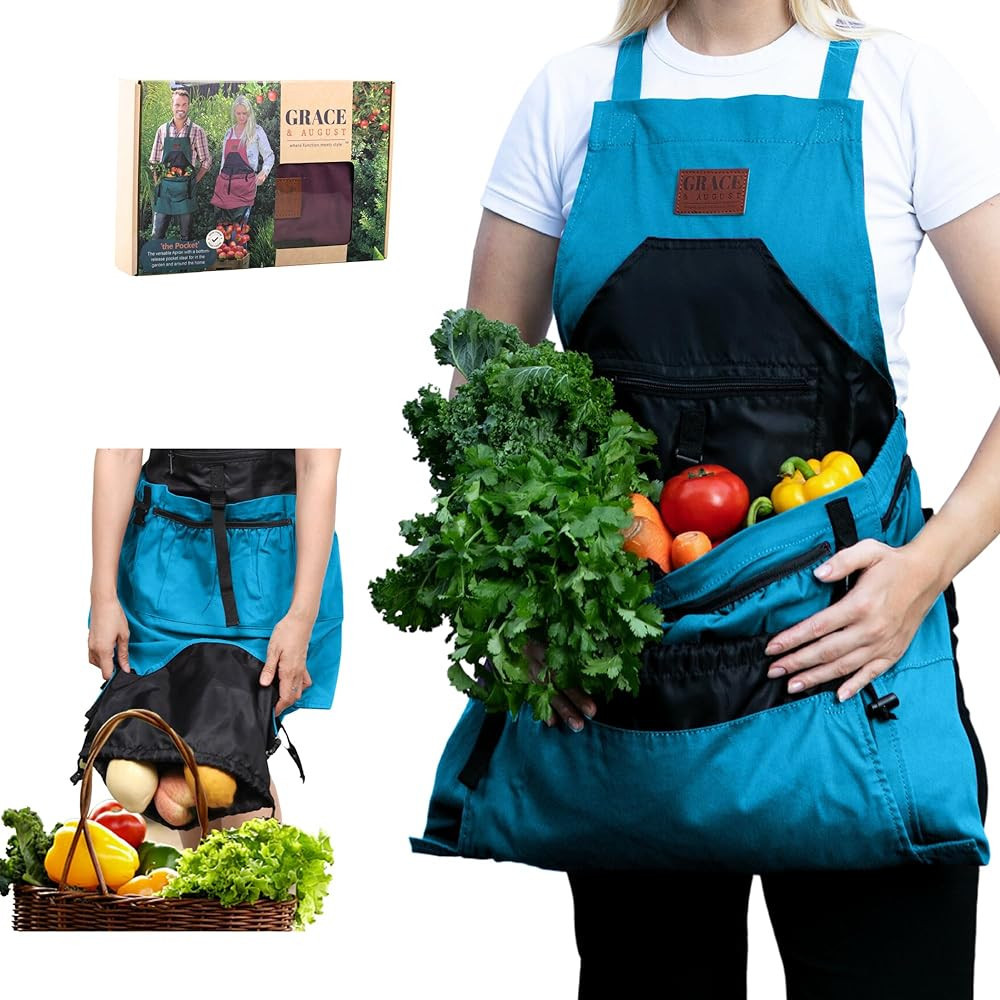 Gardening Apron with Pockets for Women & Men - Garden Apron 7 Pockets & Internal Drawstring Bag -... | Amazon (US)