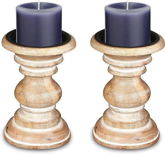 Light & Pro Decorative Hand Crafted Candle Stands Wooden for Pillar Candles, Sustainable Wood, Co... | Amazon (US)