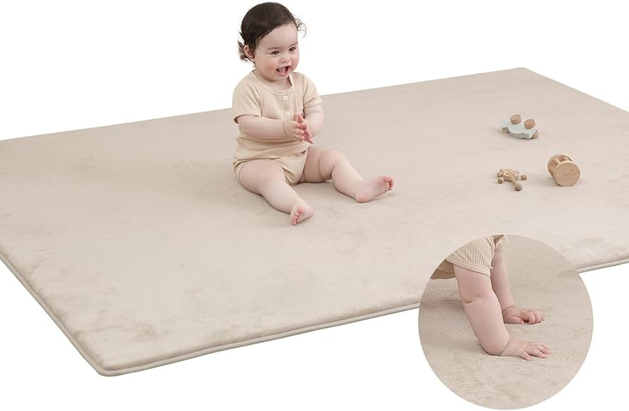 Memory Foam Baby Play Mat for Playpen,Thick&Large Crawling Mat for Floor,Soft Velvet Tummy Time M... | Amazon (US)