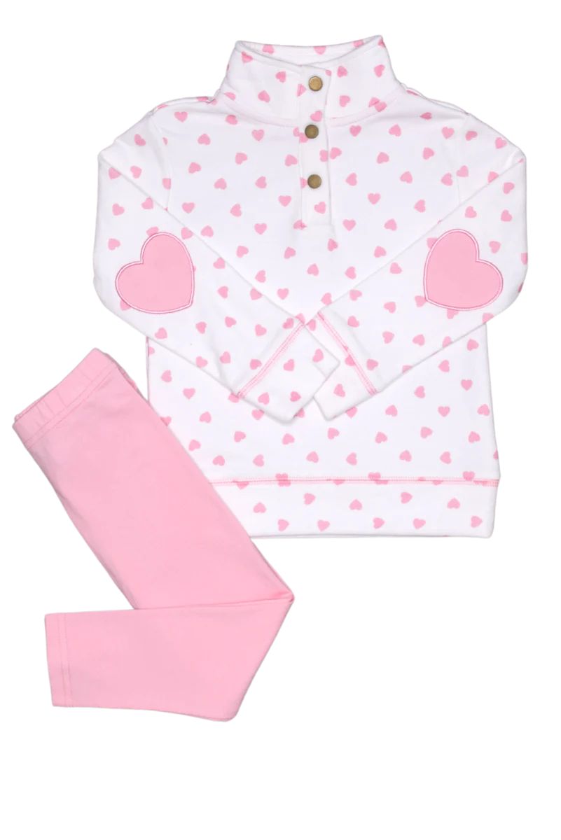 Heart Popped Collar Pullover Set | Grace and James Kids