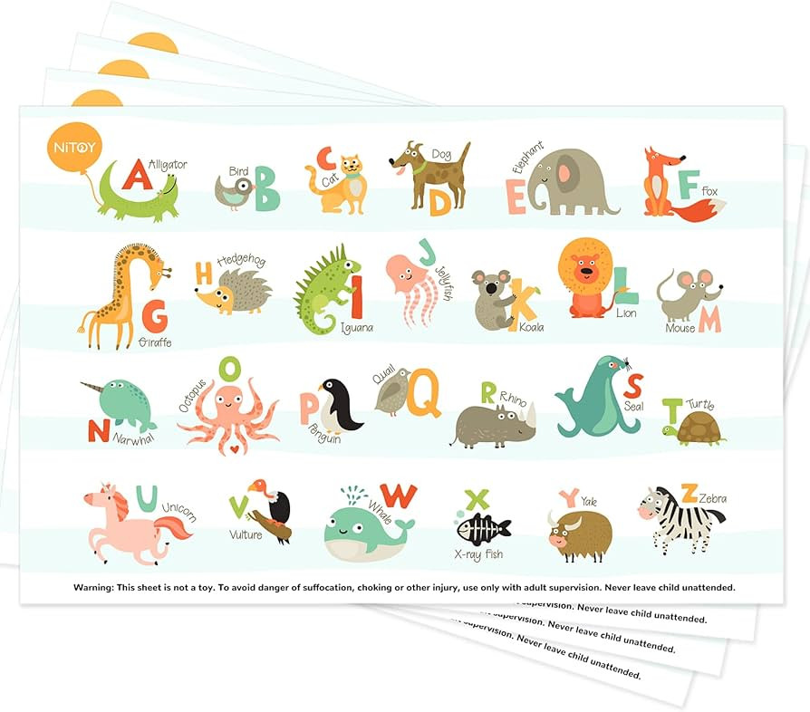 Disposable Placemats for Baby 40 Pack Stick-On Baby Placemat Alphabet ABC Animal Kids Table Mat f... | Amazon (US)