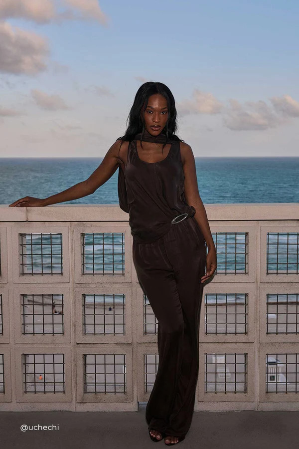 PERCY BITTER CHOC SILK PANT | DISSH