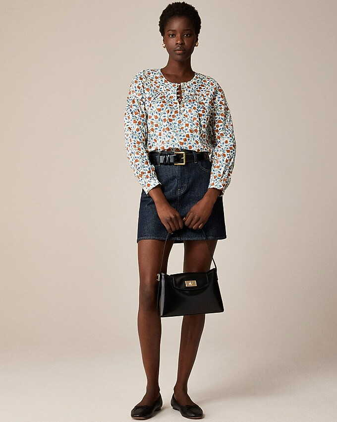 Shirred popover top in rosewood floral | J. Crew US