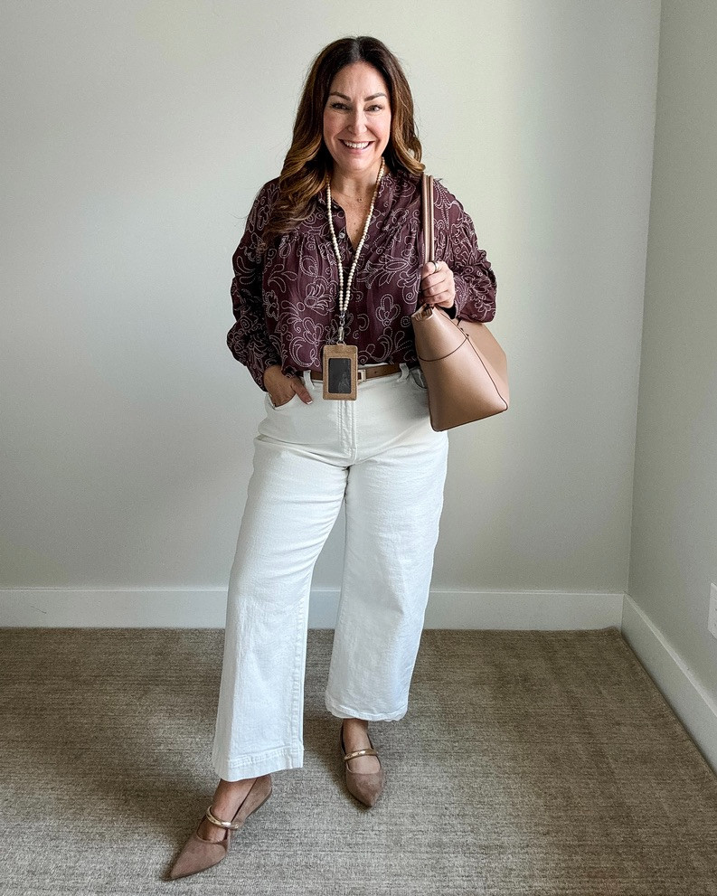 Business Casual with this lightweight top great for now and later styling! It also has a shorter length and looks just as cute untucked Top tts, L // Jeans tts, 32 

Jeans now 40% off with code LONGWEEKEND 

 

#LTKMidsize #LTKOver40 #LTKxMadewell