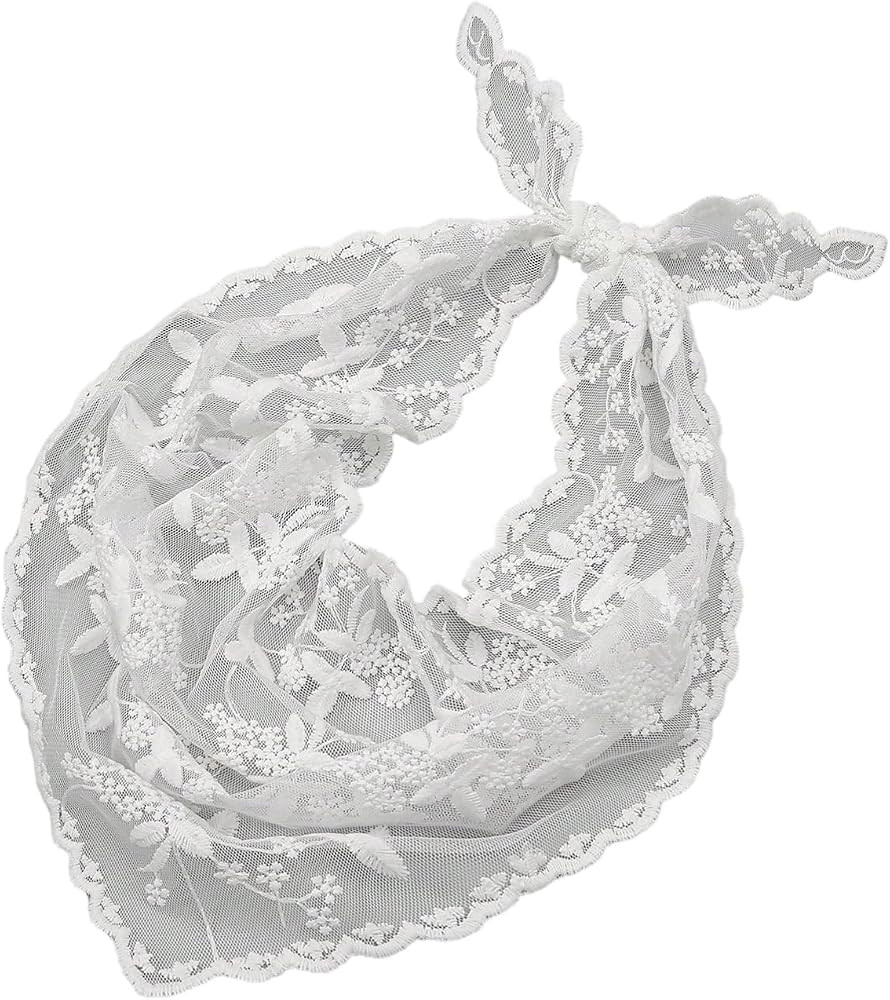 SweatyRocks Women's Floral Embroidery Lace Triangle Hair Scarf Headband | Amazon (US)