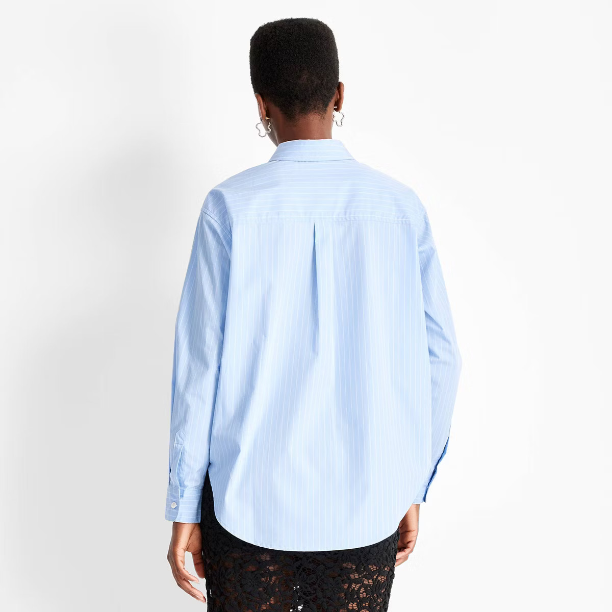 Women's Long Sleeve Collared Embellished Asymmetrical Button-Down Shirt - Future Collective | Target