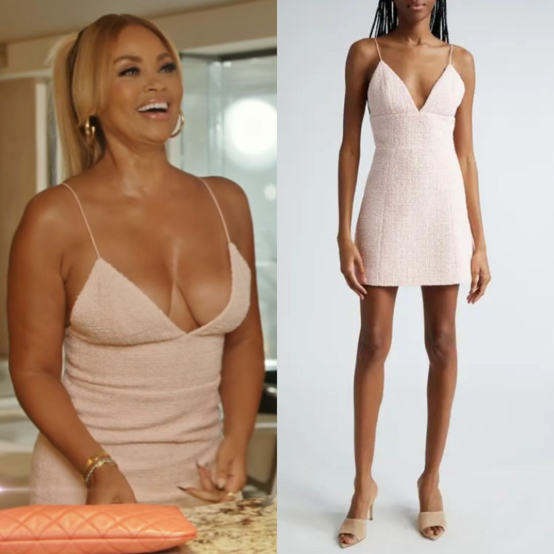 Gizelle Bryant’s Light Pink Tweed Dress on Love Hotel Season 1 Episode 1 (sold out in light pink, linked in available color)