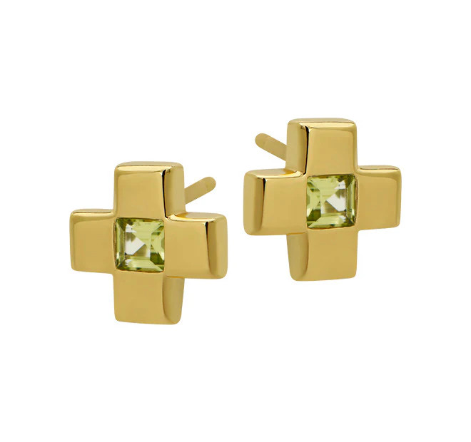 Peridot Cross Studs | Goldbug Collection