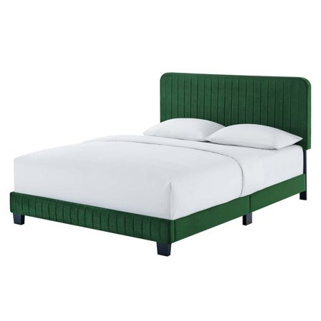 Tufted Platform Bed Frame Queen Size Velvet Green Modern Contemporary Urban Design Bedroom Master Gu | Walmart (US)