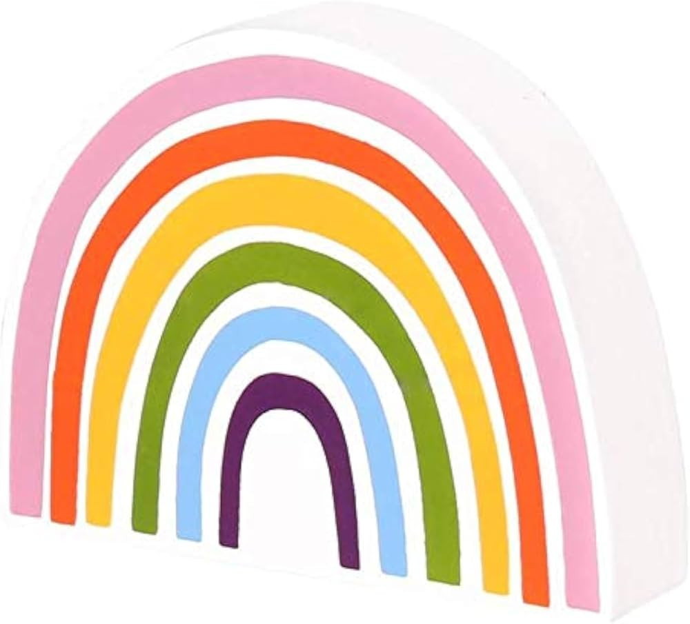 Collins Painting Rainbow Cutout Block Sign - Cute Wood Tabletop Decoration for Kids, Spring, Summ... | Amazon (US)