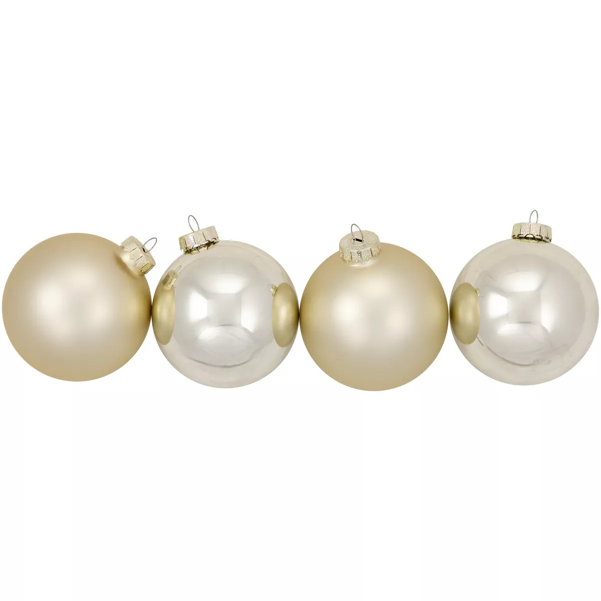 Northlight 4ct Champagne Gold 2-Finish Glass Christmas Ball Ornaments 4" (100mm) | Target