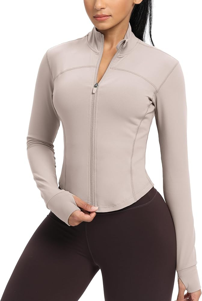 GYM RAINBOW Womens Zip Up Workout Jakcets Lightweight Slim Fit Running Athletic Jackets with Thum... | Amazon (US)