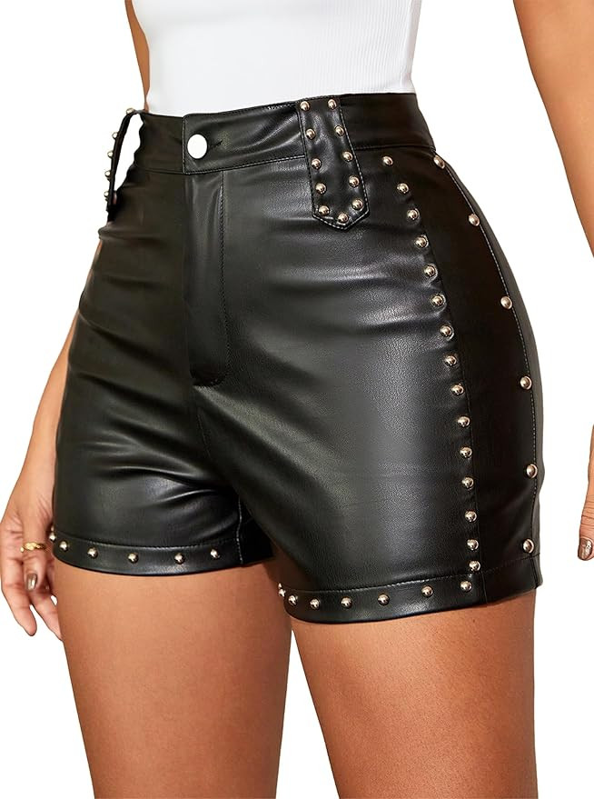 Avanova Women Faux Leather High Waist Summer Shorts Lace Up Sexy Shorts | Amazon (US)