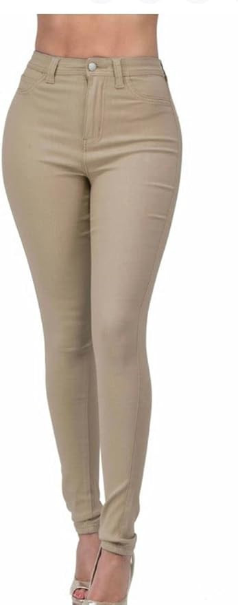 High Waisted-Rise Colored Stretch Skinny Destroyed Ripped Distressed Jeans for Women Olive Mustar... | Amazon (US)