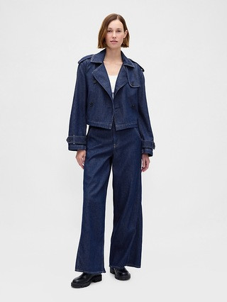 UltraSoft Denim Crop Trench Jacket | Gap (US)