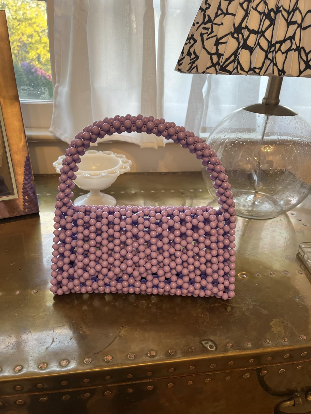 YUSHINY Candy Color Acrylic Beaded Hollow Handbag Evening Clutch Triangle Bags for Wedding Party | Amazon (US)