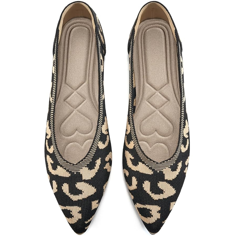 HARENCE Women's Flats Ballet Shoes: Comfortable Pointed Toe Soft Knit Flat Casual Slip On Work Dr... | Amazon (US)