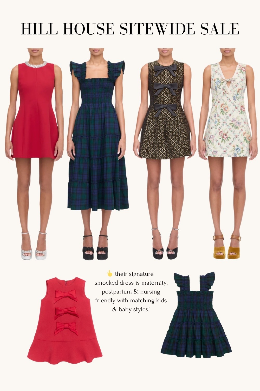 This rarely happens - everything is 25% off!

Also linked my favorite super light weight platform sandals in black and tan suede that would work with all of these looks. I’m between 5 and 5.5 and sized up to 5.5 in the sandals.

• Tons of colors and prints: Ellie nap dress + matching kids dress. This style is stretchy, pregnancy / maternity and postpartum and nursing friendly 

Lots of tartan print options too for a Ralph Lauren Christmas family photos 

• Blythe bow dress + baby Blythe dress cutest thing ever

Holiday dress, christmas party style, new years eve, fall and winter wedding guests 

 

#LTKSaleAlert #LTKHoliday #LTKParties