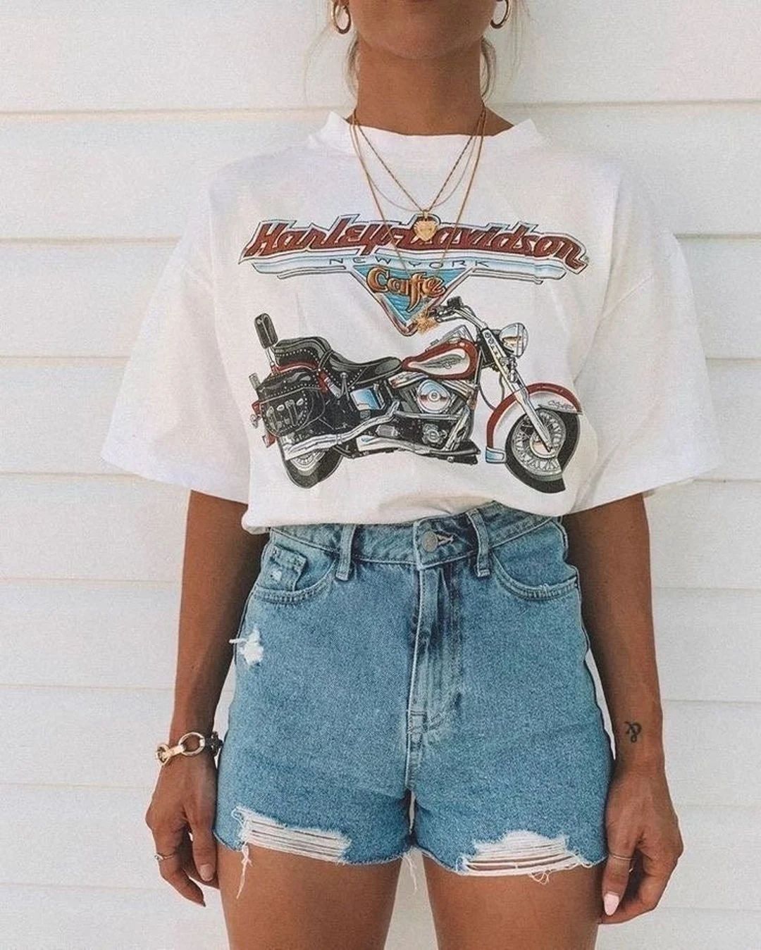 Motorcycle Vintage T-shirt Trendy Shirt Motor Shirt Cute - Etsy | Etsy (US)