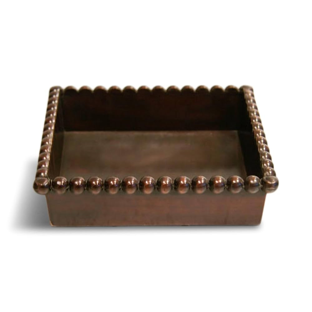 India Handicrafts 12637 Beaded Edge Detail 6 x 6 Inch Copper Cocktail Napkin Serviette Box | Amazon (US)
