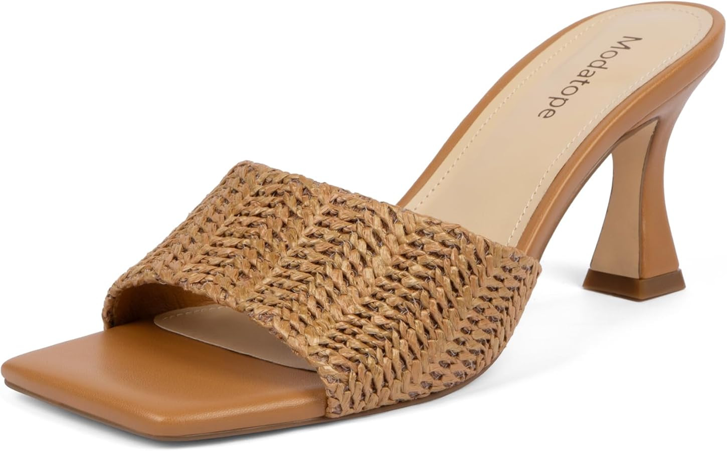 Modatope Womens Heeled Sandals Open Square Toe Heels Chunky Block Heel Slip On Sandals for Women | Amazon (US)