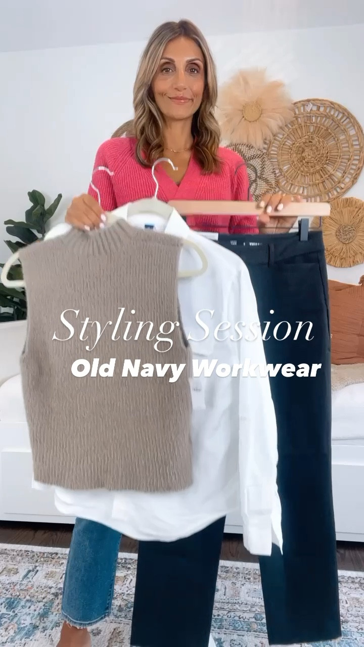 Wearing small in sweater vest
Xs in blouse 
Size 0 in pants 

#LTKworkwear #LTKunder50 #LTKstyletip