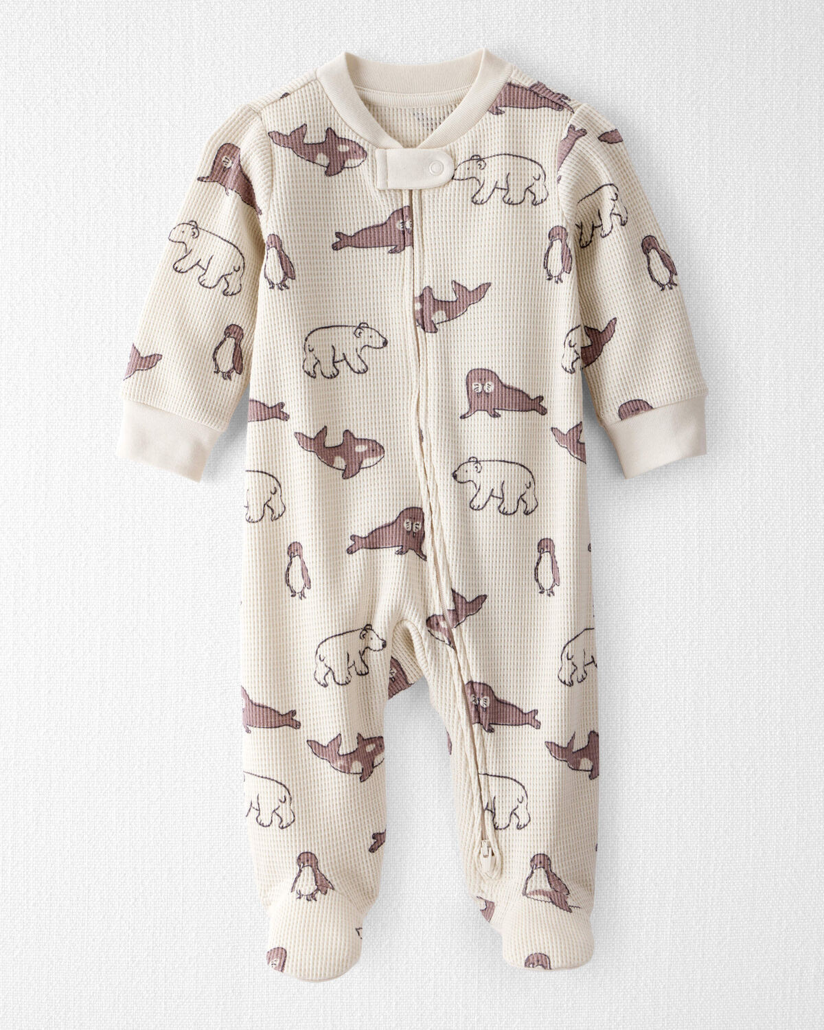 Cream - Baby Waffle Knit Sleep & Play Pajamas Made with Organic Cotton in Artic Friends Print, Se... | Carter's Inc