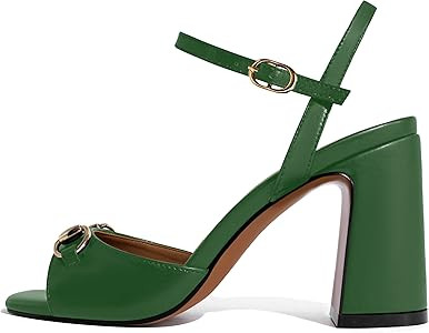 iadore Women Fashion High Block Heel Shoes Strappy with Buckle Fashion Studded Round Open Toe Sum... | Amazon (US)