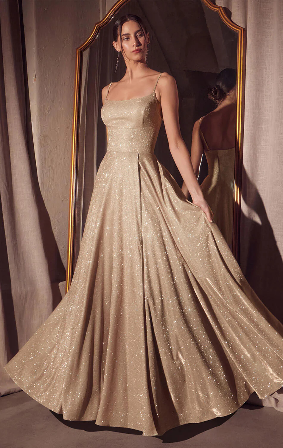 Eileen Gown - Elegant Glittery Drape Formal Dress | Lady Black Tie