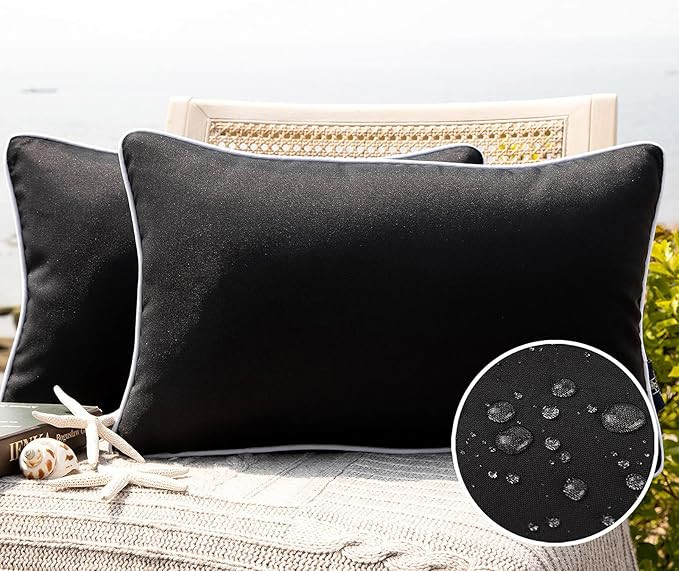 Phantoscope Pack of 2 Outdoor Waterproof Solid Throw Decorative Pillow Cover Decorative Square Ou... | Amazon (US)