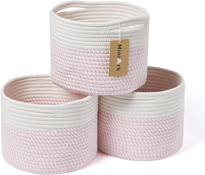 MiniArk Small Storage Basket for Organizing | 9.7×9.7×7.1” Small Basket | Cotton Rope Baskets... | Amazon (US)