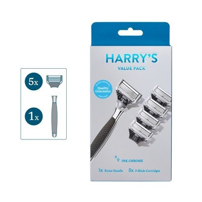 Harry's 5-Blade Men's Razor - 1 Razor Handle + 5 Razor Blade Refills - Chrome Edition Handle | Target
