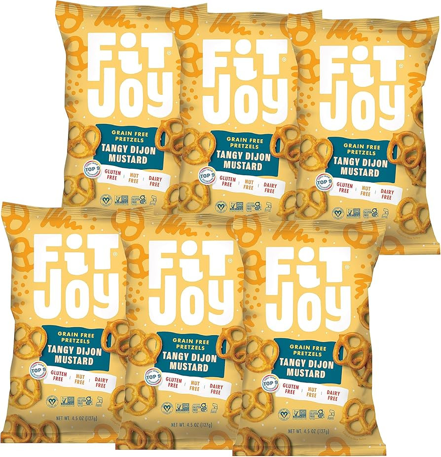 FitJoy Tangy Dijon Mustard Pretzels (Pack of 6, 4.5 Oz) - Dairy, Nut & Gluten Free Snacks - Grain... | Amazon (US)