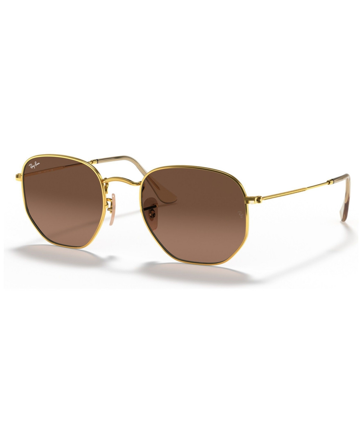Ray-Ban Unisex Sunglasses, RB3548N Hexagonal Flat Lenses - Gold - Brown Gradient Gray | Macy's